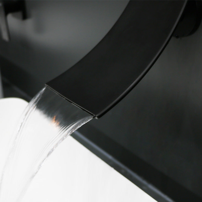 Modern Single Handle Wall Mounted Waterfall Bathroom Sink Faucet