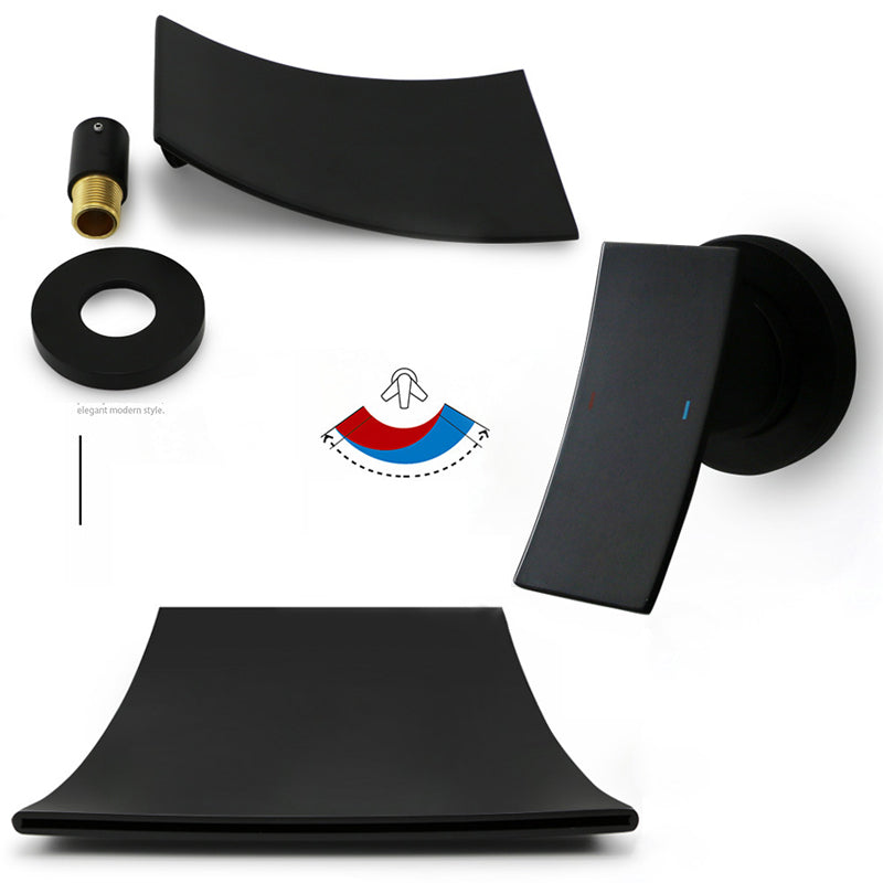 Modern Single Handle Wall Mounted Waterfall Bathroom Sink Faucet