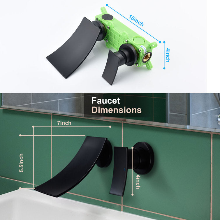 Modern Single Handle Wall Mounted Waterfall Bathroom Sink Faucet