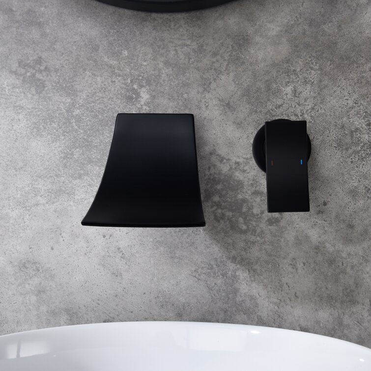 Modern Single Handle Wall Mounted Waterfall Bathroom Sink Faucet