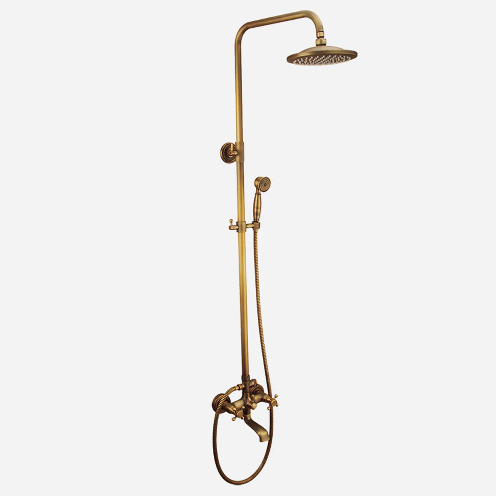 Retro Copper Shower Set with Brass Tap and Practical Showers