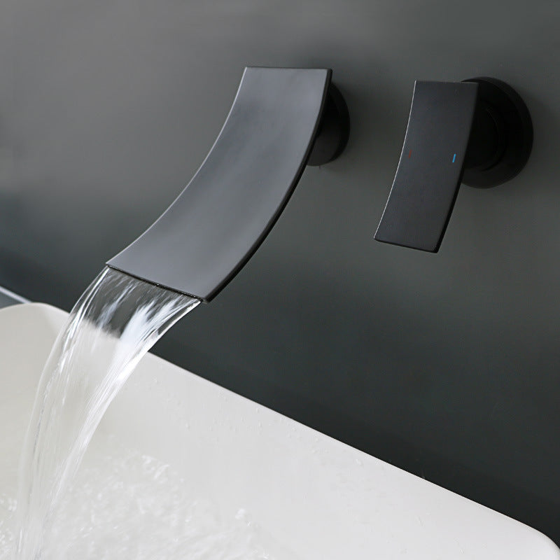Modern Single Handle Wall Mounted Waterfall Bathroom Sink Faucet