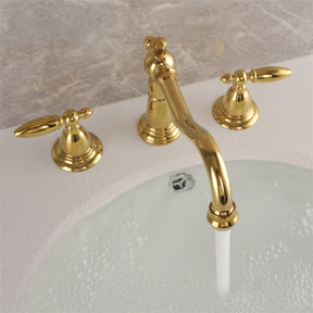 Vintage Double Handle Brass Bathroom Faucets For Sink 3 Hole
