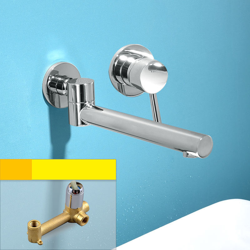 Single Handle Round Wall Mounted Bathroom Sink Faucet