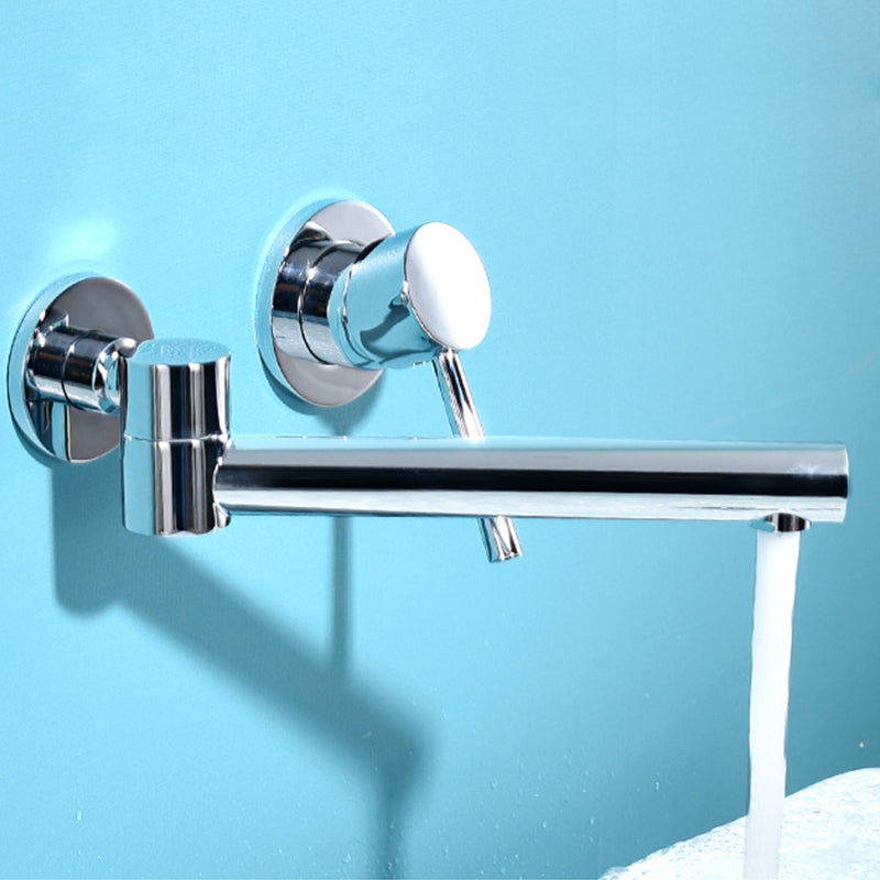 Single Handle Round Wall Mounted Bathroom Sink Faucet