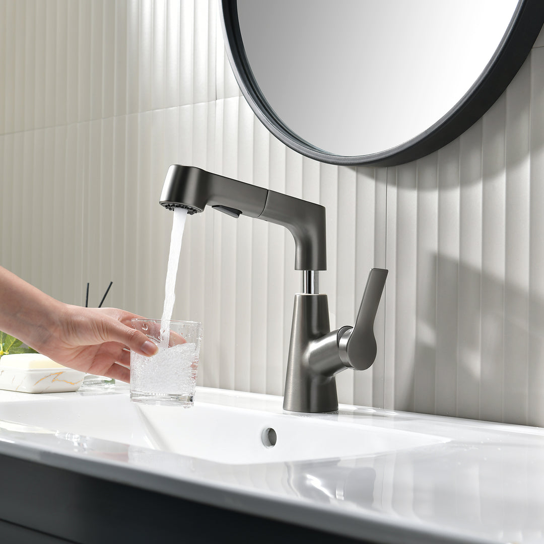 Single-Hole Rotatable Pull-Out Faucet