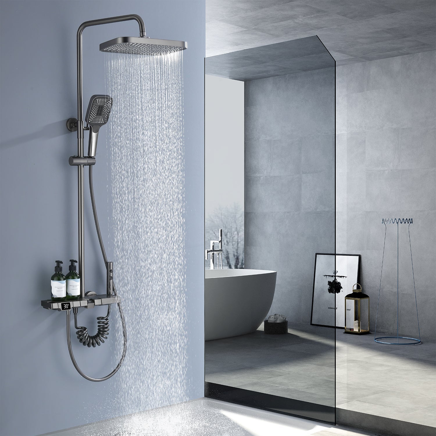 Advanced Shower System with Temperature Display