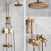 Antique Brass Bathroom Shower System with Hand Sprayer