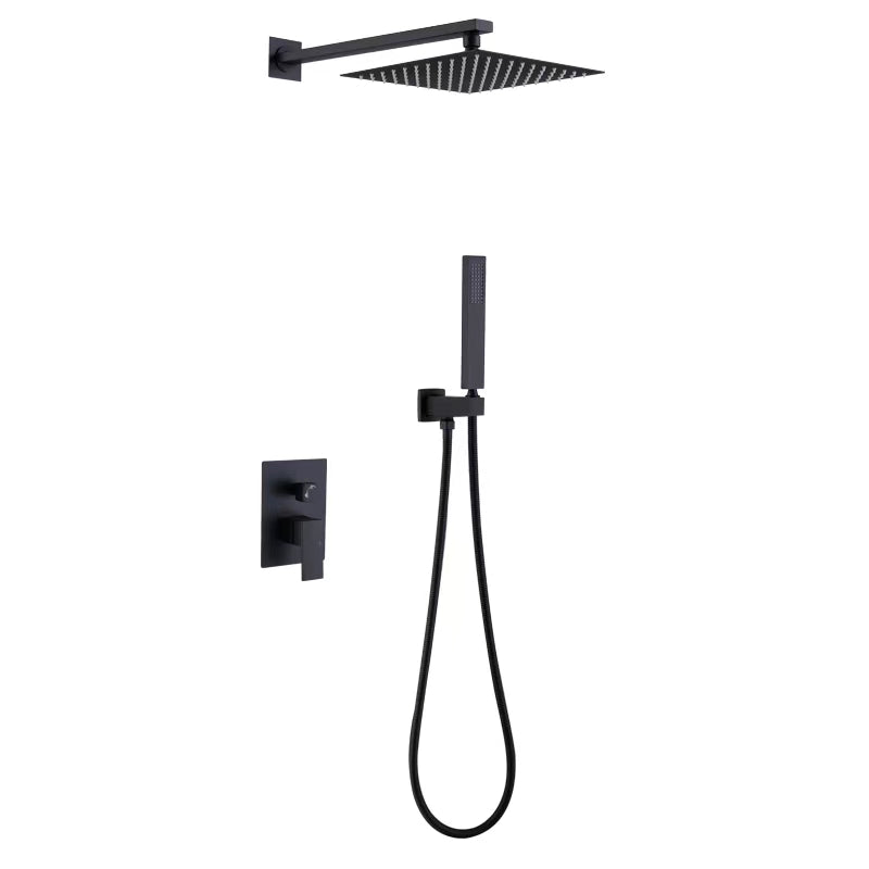 3 Set Black Bath Shower Set Wall Mounted Concealed Shower Faucet System