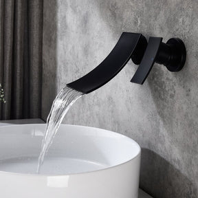 Modern Single Handle Wall Mounted Waterfall Bathroom Sink Faucet