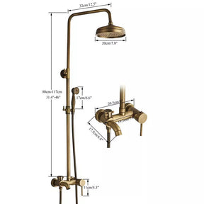 Antique Brass Bathroom Shower System with Hand Sprayer