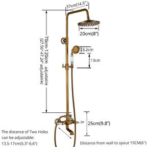 8 Inch Antique Brass Bathroom Faucet Shower Set