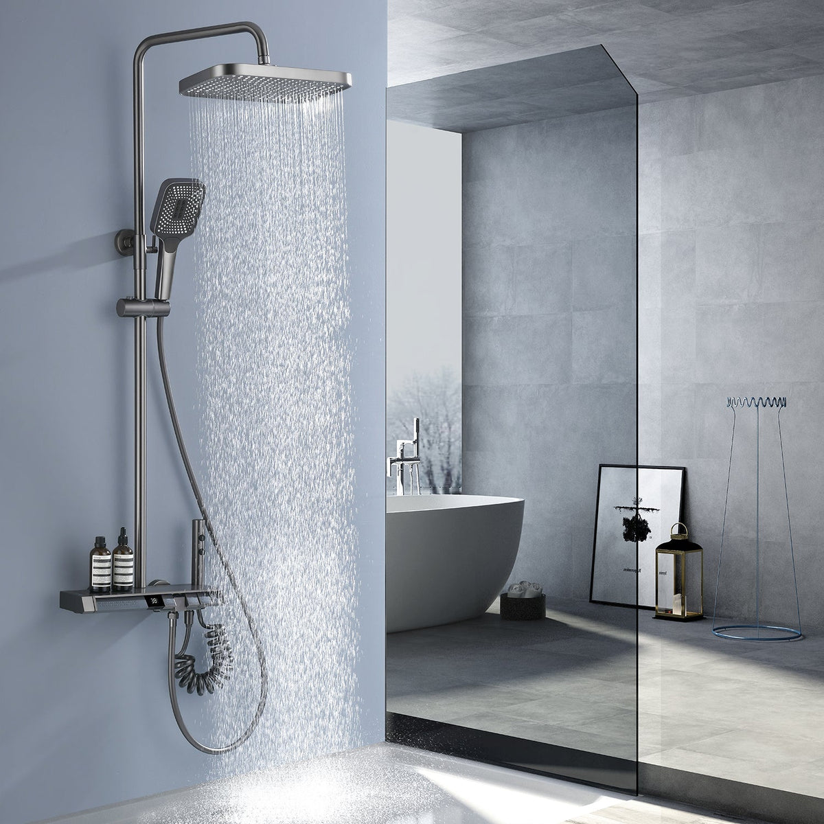 Smart Bathroom Shower Systems with Temperature Digital Display